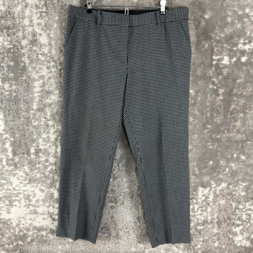Talbots Petite Size 14P Houndstooth Check Ankle Career Dress Pants Black White